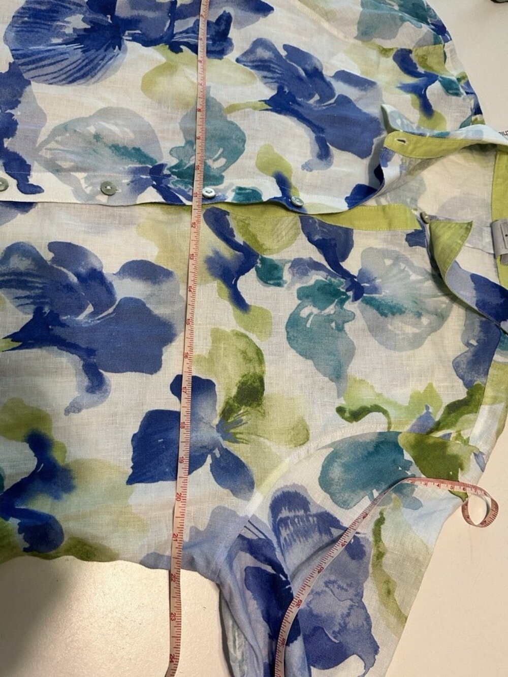 NWT Chicos SZ 12 Button Up Shirt No Iron 100% Linen 3/4 Sleeve Beach Floral $109 - Picture 5 of 7